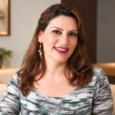 Soraia de Aguiar Naves, jornalista, sorrindo